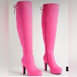 Pink Thigh High Boots